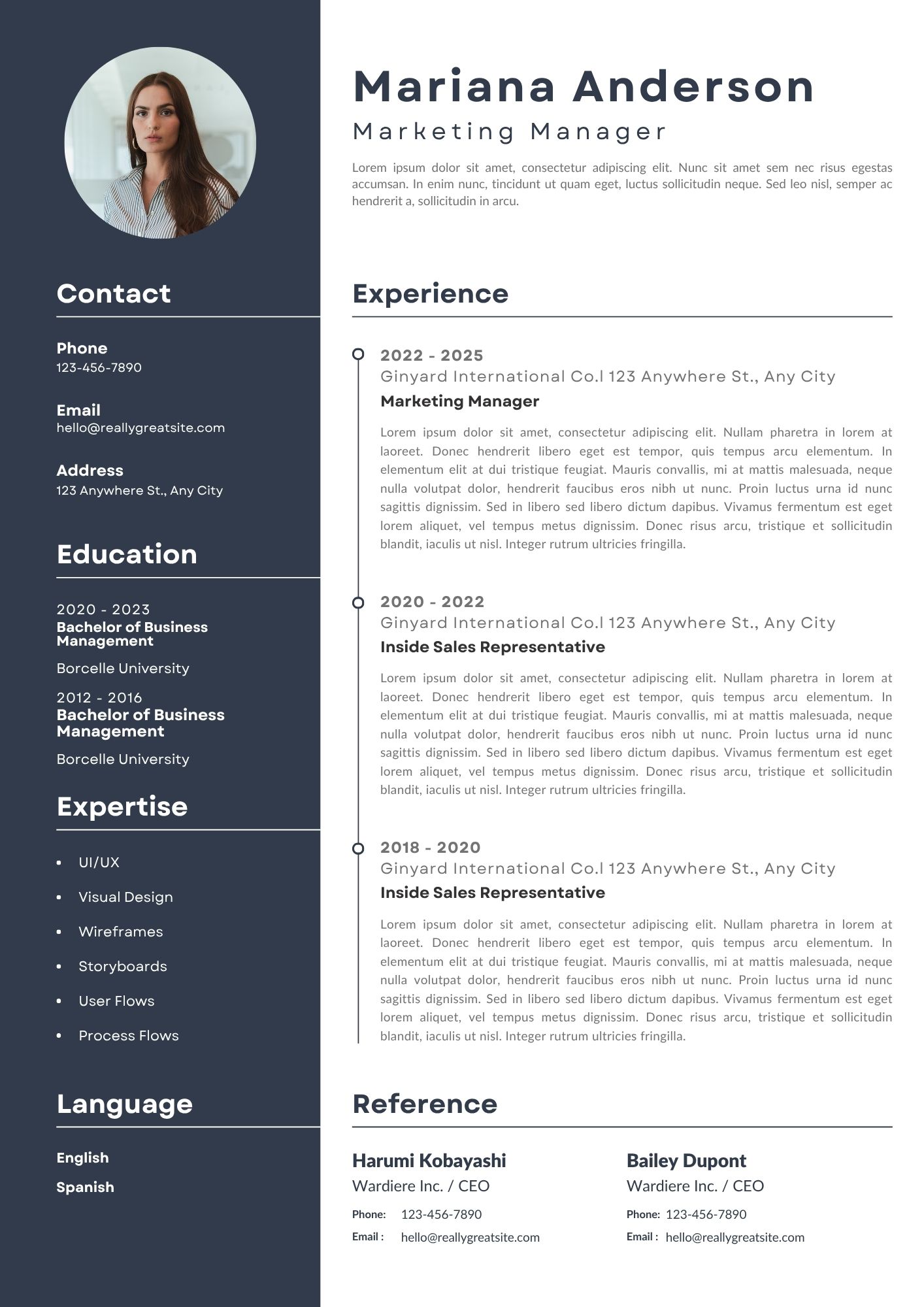 Navy Sidebar